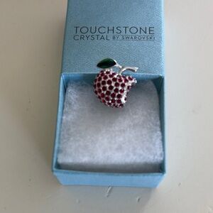 Touchstone Crystal Sparkling Red Apple Brooch